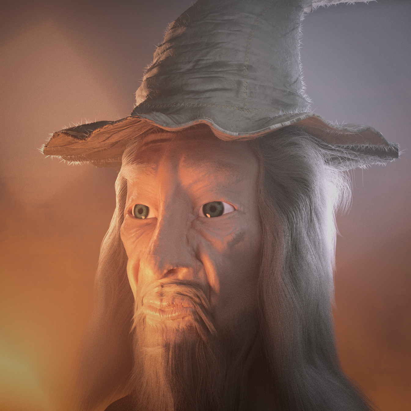 A digitally sculpted wizard head